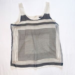 Black and Cream Patterned Sleeveless Top